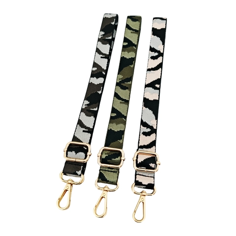 Adjustable Camouflage Bag Shoulder Strap Replacement Polyester Crossbody Handbag Belt With Metal Swivel Hooks For Purse