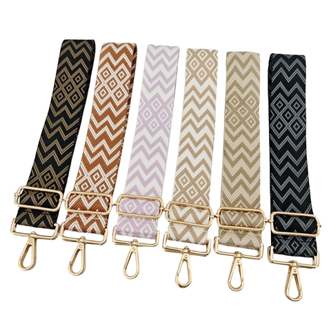 Tracolla Larga Regolabile per Borsa in Poliestere Jacquard Doppio Viso Motivo a Onde Geometrico Cinghia di Ricambio Borse