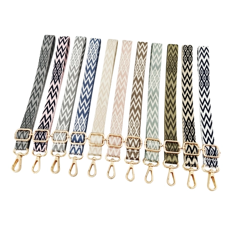 Replacement Bag Strap Adjustable Polyester Webbing Jacquard Geometric Bohemian For Crossbody Shoulder Bags