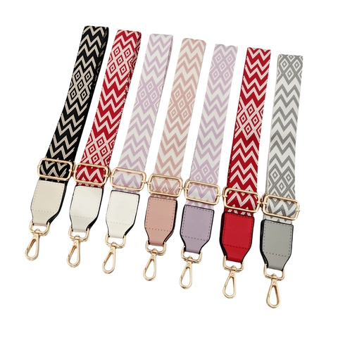 Wide Shoulder Bag Strap Polyester Leather Adjustable Colorful Wave Pattern Replacement Crossbody