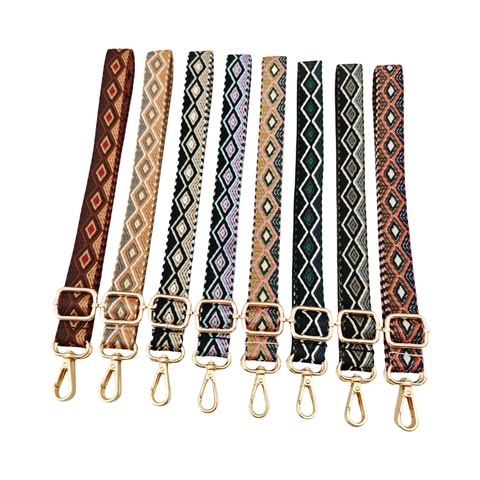 Bohemian Geometric Bag Strap Adjustable Retro Jacquard Polyester Cotton Replacement Shoulder Crossbody Strap