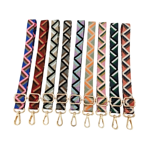 Tracolla In Tessuto Regolabile Ricambio Borsa A Tracolla Spalla Jacquard Motivo Geometrico Stile Boho Fibbia Metallo
