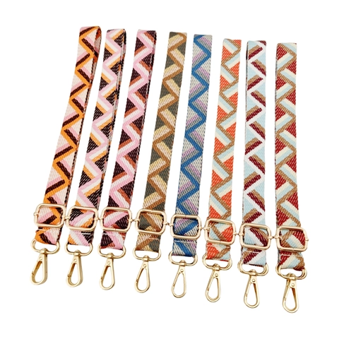 Tracolla In Tessuto Regolabile Ricambio Borsa A Tracolla Spalla Jacquard Motivo Geometrico Stile Boho Fibbia Metallo