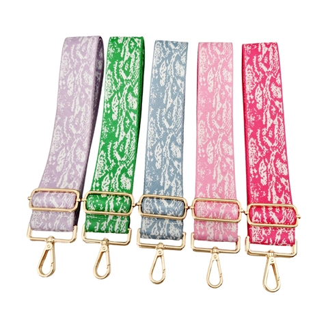 Wide Bag Strap Replacement Adjustable Contrast Snake Skin Print Woven Polyester Shoulder Crossbody Belt Accessory