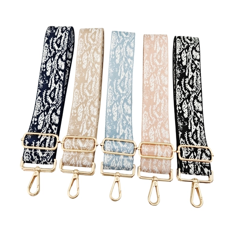 Wide Bag Strap Replacement Adjustable Contrast Snake Skin Print Woven Polyester Shoulder Crossbody Belt Accessory