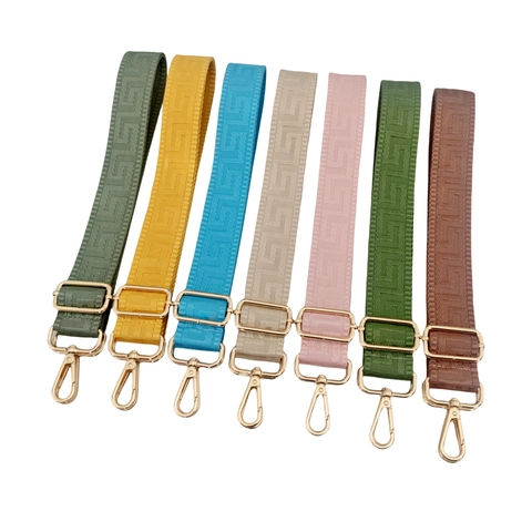 Wide Adjustable Shoulder Bag Strap Replacement Geometric Maze Pattern Jacquard Crossbody Weave Belt With Metal Buckle