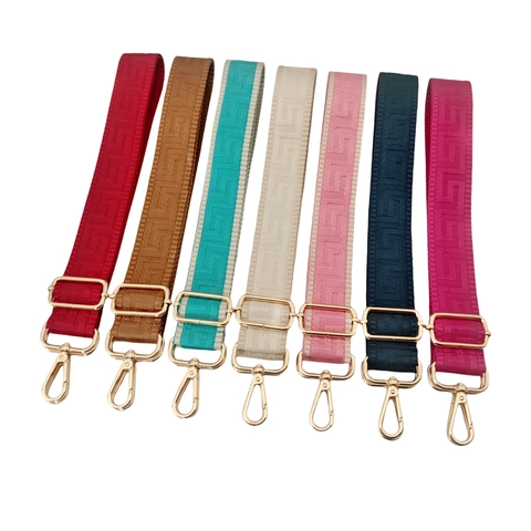 Wide Adjustable Shoulder Bag Strap Replacement Geometric Maze Pattern Jacquard Crossbody Weave Belt With Metal Buckle
