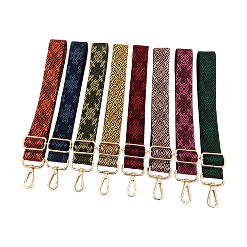 Adjustable Wide Replacement Bag Strap Polyester Geometric Jacquard Woven Crossbody Shoulder Strap For Women Handbag Accessories