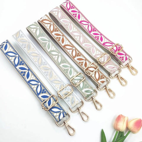Breiter Verstellbarer Bestickter Taschengurt Ersatz Jacquard Floral Umhängetasche Schultergurt Mit Metallschnalle Für Damen Handtaschen Zubehör