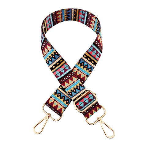 Wide Bag Strap Ethnic Style Bohemian Replacement Adjustable Shoulder Crossbody Handbag Colorful Pattern Fabric Webbing