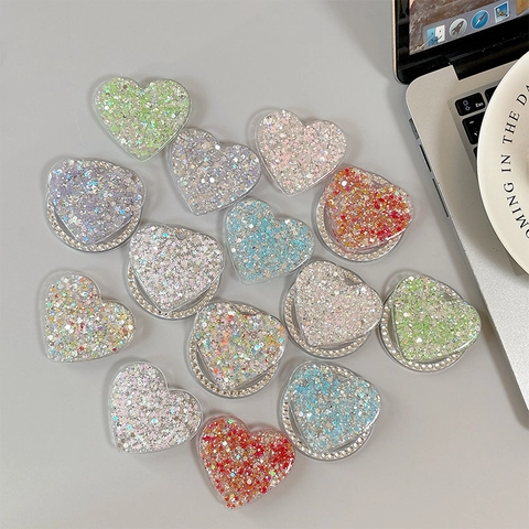 Herz Handyhalterung Glitzer Stern Pailletten Strass Acryl Faltständer Für Mobiltelefon Desktop