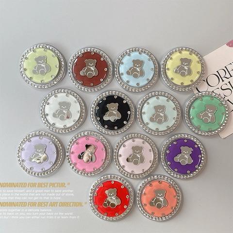 Supporto Magnetico Per Telefono Strass Orso Specchio Pieghevole Airbag Supporto Brillante Accessorio Portatile Per Donne