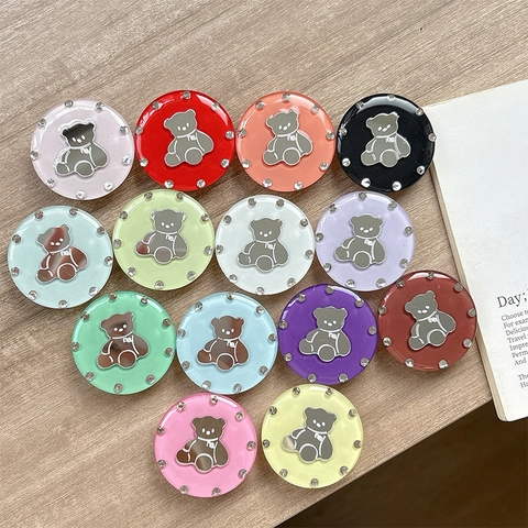 Strass Telefon Griff Ständer Klappbar Ausziehbar Harz Süßes Metall Bär Symbol Koreanischer Stil Tragbarer Handy Halter