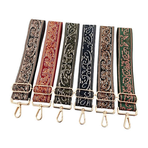 Adjustable Wide Shoulder Bag Strap Vintage Paisley Jacquard Woven Replacement Belt For Crossbody Handbag Purse Women Jewelry