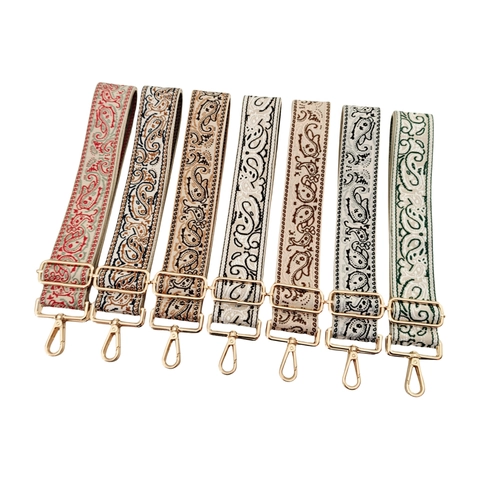 Adjustable Wide Shoulder Bag Strap Vintage Paisley Jacquard Woven Replacement Belt For Crossbody Handbag Purse Women Jewelry