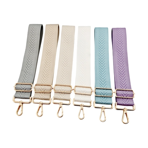 Wide Adjustable Bag Shoulder Strap Polyester Cotton Herringbone Pattern Crossbody Replacement Accessory Minimalist