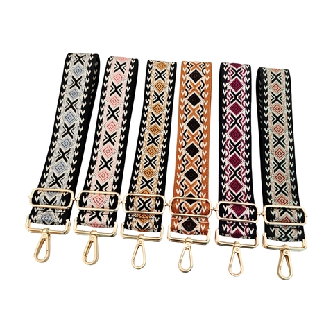 Ethnic Jacquard Φαρδύ Λουράκι Ώμου Τσάντας Ρυθμιζόμενη Ζώνη Αντικατάστασης για Τσάντα Crossbody Γυναικεία Boho Σχέδιο Ρόμβου
