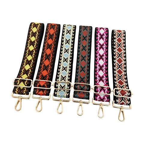 Ethnic Jacquard Φαρδύ Λουράκι Ώμου Τσάντας Ρυθμιζόμενη Ζώνη Αντικατάστασης για Τσάντα Crossbody Γυναικεία Boho Σχέδιο Ρόμβου