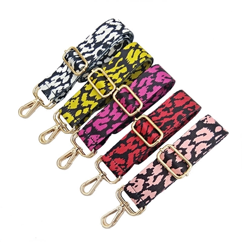 Correa Ajustable Para Bolso Estampado De Leopardo Nailon Correa De Repuesto Para Bolsos De Hombro Con Clips Metálicos Dorados