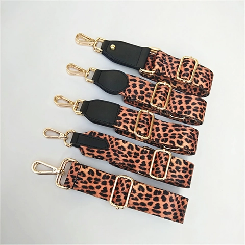 Correa De Bolso Con Estampado De Leopardo Ajustable De Nailon Cinturón De Repuesto Con Cierres De Metal Dorado