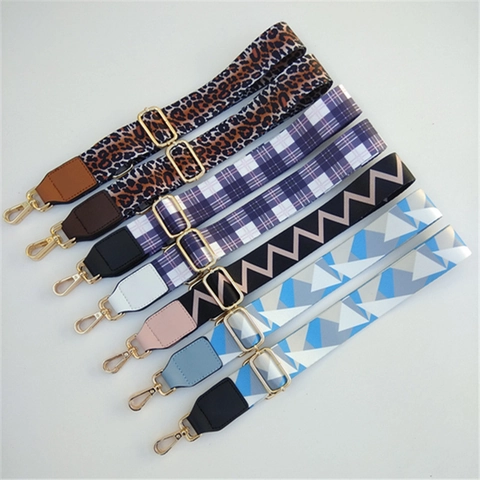 Adjustable Wide Bag Shoulder Strap Replacement Ethnic Style Polyester Jacquard Leopard Geometric Printed Strap For Women Handbag