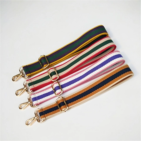 Verstellbarer Breiter Schultergurt Für Damen Tasche Polyester Gewebt Ersatz Umhängegurt Mit Metallhaken Gestreiftes Design