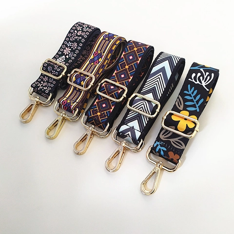 Adjustable Wide Bag Strap Polyester Webbing Replacement Belt For Crossbody Shoulder Bags Ethnic Geometric Floral Print Pattern