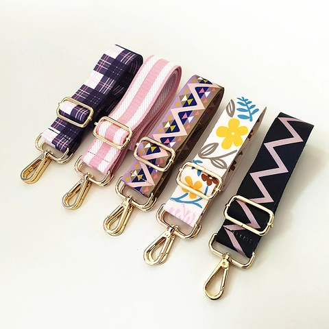 Adjustable Wide Bag Strap Polyester Webbing Replacement Belt For Crossbody Shoulder Bags Ethnic Geometric Floral Print Pattern