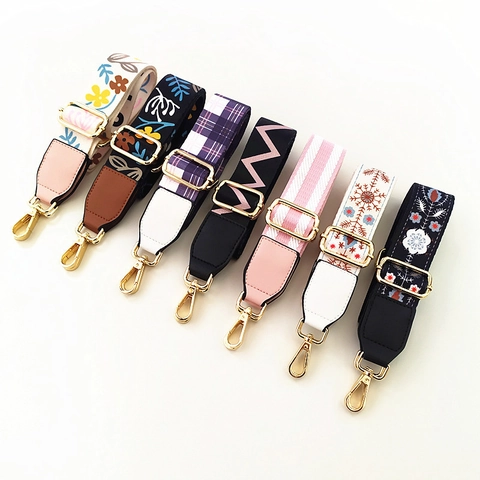 Adjustable Wide Bag Strap Replacement Ethnic Floral Geometric Patterns Webbing For Crossbody Handbags