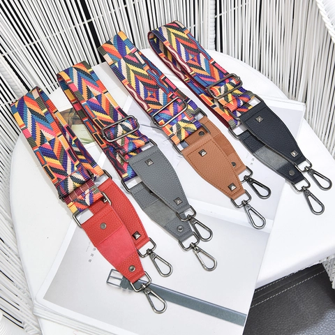 Tracolla Larga Per Borsa Stile Etnico Geometrico Farfalla Boho Regolabile Sostituzione Poliestere Ecopelle
