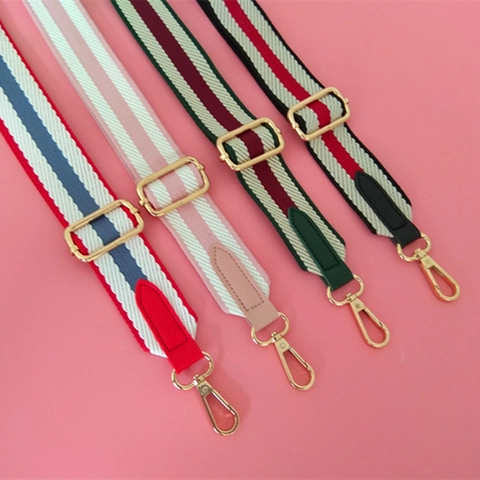 Breiter Verstellbarer Taschengurt Umhängetasche Schultergurt Streifenmuster Polyester Baumwolle Goldene Metallschnalle Accessoire
