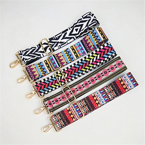 Verstellbarer Breiter Schultergurt Ethno Polyester Umhängetasche Ersatzgurt Mit Metallschnalle Bohemian Muster Taschengurt