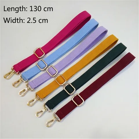 Adjustable Replacement Shoulder Bag Strap Canvas Fabric Crossbody Belt Solid Color With Metal Swivel Lobster Clasp