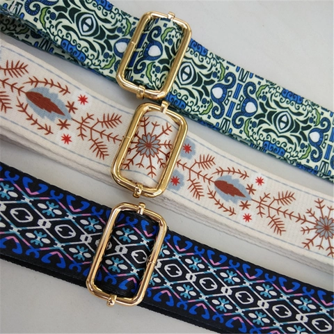 Adjustable Wide Shoulder Strap Replacement Crossbody Handbag Purse Bag Strap Printed Pattern Metal Buckle Decorative Strap