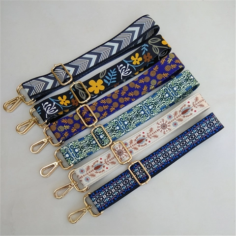 Wide Adjustable Replacement Bag Strap Ethnic Geometric Pineapple Pattern Polyester Crossbody Shoulder Purse Metal Buckle