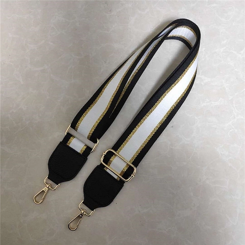 Adjustable Wide Bag Strap Woven Polyester Replacement Shoulder Crossbody Belt With Metal Lobster Hooks For Handbags