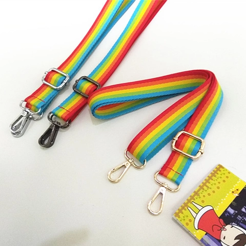 Tracolla per Borsa a Righe Arcobaleno Sostituzione Regolabile in Poliestere Con Fibbia in Metallo per Borse a Tracolla Donna