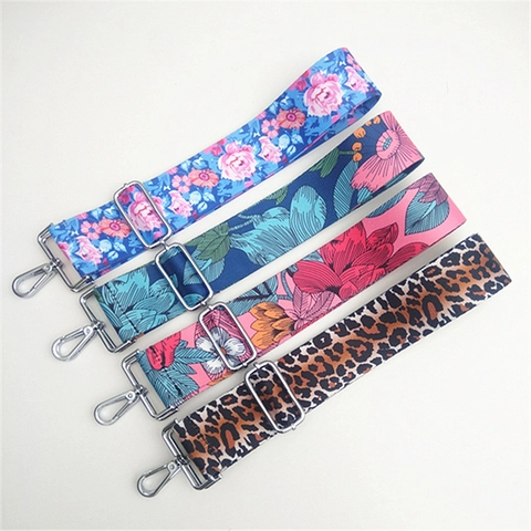 Tracolla Larga in Poliestere Borsa Stampa Floreale Leopardata Stile Etnico Regolabile Ricambio Donna Borsa a Tracolla