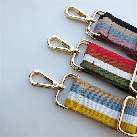 Adjustable Bag Strap Replacement Wide Shoulder Crossbody Woven Contrast Stripe Belt With Metal Buckles For Women Handbag