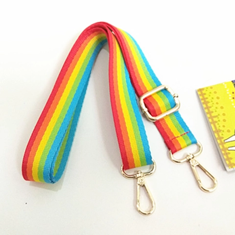 Verstellbarer Regenbogen Gestreifter Taschengurt Nylon Ersatz Schultergurt Mit Metall Drehschraubhaken Für Umhängetaschen