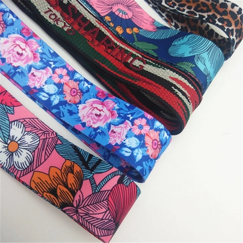 Adjustable Wide Shoulder Strap Replacement Polyester Crossbody Handbag Belt Floral Leopard Print Ethnic Style Metal Buckles