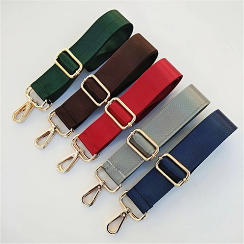 Adjustable Bag Strap Replacement Nylon Crossbody Shoulder Belt With Metal Buckle Solid Color Universal Handbag Accessory
