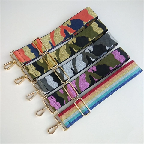 Adjustable Replacement Wide Shoulder Strap Nylon Jacquard Camouflage Glitter Metallic Thread Crossbody Handbag Purse Camera