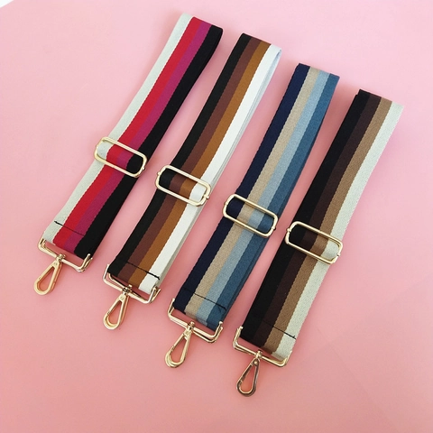 Verdikte Brede Katoenen Canvas Tasriem Verstelbare Vervangende Schouderriem Kleurrijke Streep Crossbody Tas Accessoire