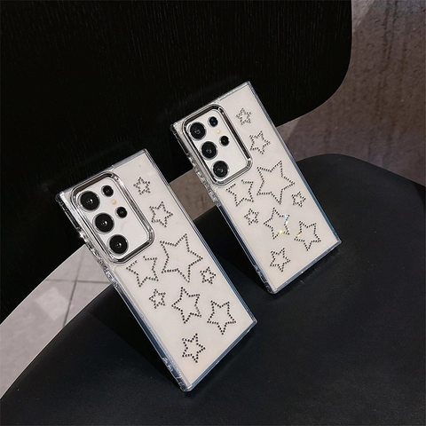 Stern Strass Handyhülle Galvanisierter Rahmen Transparentes TPU Stoßfeste Schutzhülle Kompatibel Mit S25 Ultra S24 FE