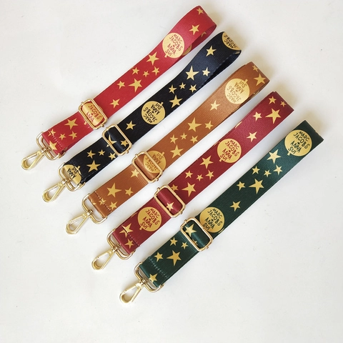 Bandoulière Large Motif Étoile Sangle De Remplacement Ajustable En Nylon Avec Crochet En Alliage Doré Pour Femmes