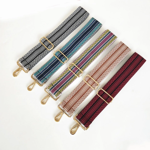 Wide Bag Strap Replacement Polyester Cotton Adjustable Shoulder Crossbody Ethnic Geometric Pattern Braided Belt