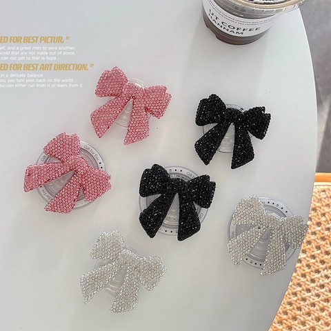 Rhinestone Schleife Handy Griff Teleskopischer Ständer Glitzernd Tragbare Desktop Halterung Für Frauen Mädchen