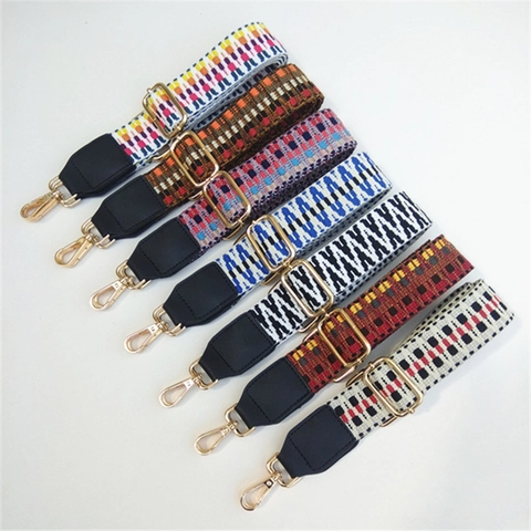 Tracolla Larga Regolabile Tessuto Intrecciato Pelle PU Colore A Contrasto Stile Etnico Geometrico Accessori Borsa