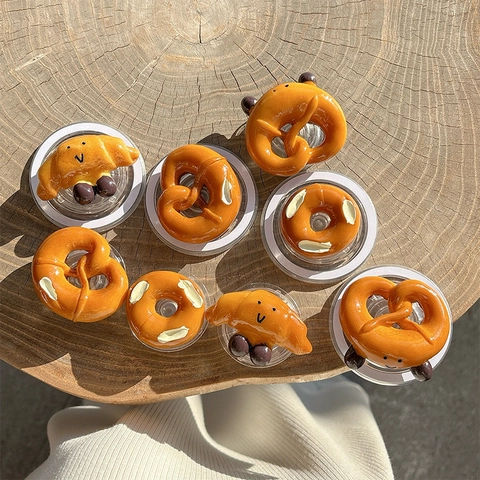 Harz 3D Simulation Brot Handy Griffständer Brezel Croissant Donut Faltbar Magnetisch Klebend Desktop Halter Süß Ästhetisch